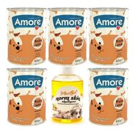 Amore Kuzu Parça Etli Köpek Konserve Chunks 5x400 gr + 200 Açık Tüylü Köpek Şampuanı