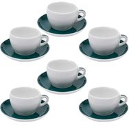 Ancap Verona Deniz Mavisi Çizgili 180 ml 6 Parça Cappuccino Tabak ve Fincan Takımı