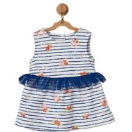 Andywawa AC22558REP Kız Bebek Çiçek Motifli Lacivert Tüllü Elbise