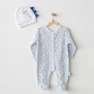Andywawa AC23544 Navy Ptera Nodon Şapkalı Bebek Tulum Takımı