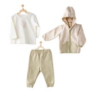 Andywawa AC24074 Baby Casual Beige Bej Haki 3'lü Bebek Takım