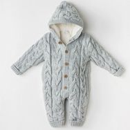 Andywawa AC24336 Knitwear Triko Kozmonot Grey Melange Bebek Tulumu