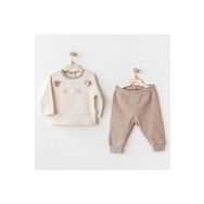 Andywawa AC25187 Bear Time 2 Parça Light Beige Bebek Giysi Takım