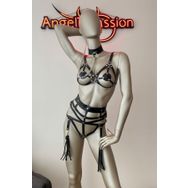 Angels Passion Erotik İç Giyim Fantezi Deri Püsküllü Harness