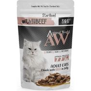 Animal World 80 gr Soslu Sığır Etli Kısırlaştırılmış Kedi Konservesi