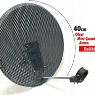 Antenci 40 CM Antrasit Delikli Mini Karavan Çanak Anteni