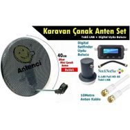 Antenci 40cm Delikli Karavan Çanak Anten Seti + Divisat Dijital Uydu Bulucu