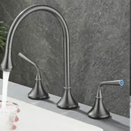 Anunnaki Modern Gri 360 Derece Döner 3 Delik 2 Kulplu Banyo Tezgah Üstü Lavabo Bataryası