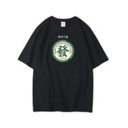 Aobiono Preppy FA CAI Y2K Çin Vintage Mahjong Kanton Emo Siyah Fa Unisex T-shirt