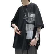 Aobiono Vintage Y2K Grunge Streetwear 2000'ler Unisex Siyah T-shirt