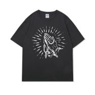 Aobiono Vintage Y2K Koyu Gri Kadın T-shirt