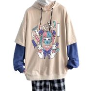 Aobiono Y2K Anime Harajuku Emo Grunge Alt Japon Academia Punk Kawaii Haki Unisex Hoodie