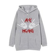 Aobiono Y2K İskelet Kapüşonlu El Kemikleri Harajuku Grunge Alt Academia Gri Unisex Hoodie