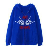 Aobiono Y2K İskelet Kapüşonlu El Kemikleri Harajuku Grunge Alt Academia Mavi Unisex Hoodie