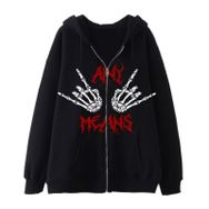 Aobiono Y2K İskelet Kapüşonlu El Kemikleri Harajuku Grunge Alt Academia Siyah Unisex Hoodie