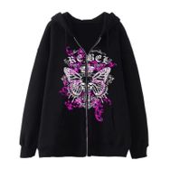 Aobiono Y2K İskelet Kapüşonlu Grunge Harajuku Dark Academia Emo Siyah Unisex Hoodie