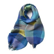 Aorom Faux Ekose Hazine Mavisi 68x200 cm Kaşmir Erkek Şal
