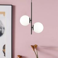 Aplika Malibu 2'li Siyah Beyaz Camlı Modern Retro Avize