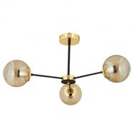 Aplika Nide 3'lü Siyah Gold Bal Camlı Modern Retro Avize