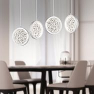 Apliqa 12180-04S-CH Furmet 4'lü Sıralı Krom Sarkıt Ledli Modern Mutfak Koridor Led Salon Sarkıt Avize