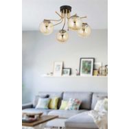 Apliqa 3559-04-BL Edin 4lü Siyah Eskitme Bal Camlı Salon Avize