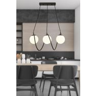 Apliqa 3755-03-BL Jarry 3lü Beyaz Camlı Siyah Avize