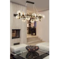 Apliqa 3825-12-BL-GD Lorento 12 li Dikdörtgen Gold Bal Camlı Salon Avize