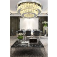 Apliqa 3905-02-CH Ardenia 2 Katlı Krom 3 Renkli Kristalli Ledli Modern Salon Led Avize