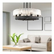 Apliqa 3925-06-BL Azalea 6'lı Siyah Kristalli Taşlı Modern Tasarım Kristal Salon Avize