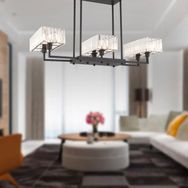 Apliqa 3929-06-BL Brambles 6'lı Siyah Kristalli Taşlı Modern Tasarım Kristal Salon Avize