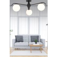 Apliqa 3948-03P-BL Diaspor 3'lü Yuvarlak Siyah Beyaz Camlı Modern Retro Avize