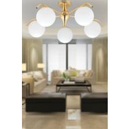 Apliqa 3948-05-GD Diaspor 5'li Gold Modern Sarkıt Retro Salon Avize