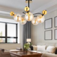 Apliqa 3949-05-BL-GD Florit 5'li Siyah Gold Modern Avize