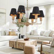 Apliqa 3955-06-FR-BL Ellery 6'lı Eskitme Siyah Şapkalı Modern Plafonyer Genç Odası Yatak Odası Retro Salon Avize