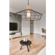 Apliqa 4070-03-BL-AH Denis Tekli Büyük Siyah Telli Ahşap Duylu Modern Salon Sarkıt Avize