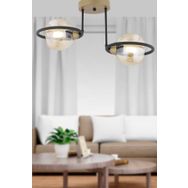 Apliqa 4100-02-FR-BL Becca 2'li Siyah Eskitme Bal Camlı Modern Oturma Odası Salon Avize