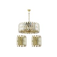 Apliqa 7000-1131-11-50-03 Gallıano Eskitme Boyalı Kristal Taşlı Modern Salon Avize 3 Parça Avize Seti