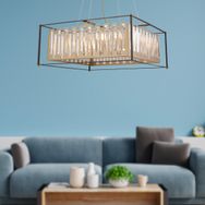 Apliqa Adran 8'li Siyah Eskitme Kristalli Taşlı Modern Tasarım Kristal Salon Avize