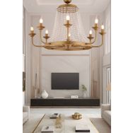 Apliqa Carnation 8'li Eskitme Kristalli Taşlı Modern Tasarım Kristal Salon Avize