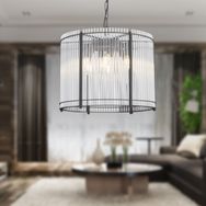 Apliqa Coswell 6'lı 40'lık Siyah Kristalli Taşlı Modern Tasarım Kristal Salon Avize