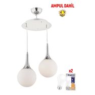 Apliqa Damla 2'li Yuvarlak Krom Avize
