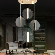 Apliqa Dustin 4'lü Yuvarlak 3 Renk 52 Watt Gold Kristal Ledli Sarkıt Avize
