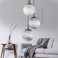 Apliqa Efser Modern Oturma Odası-Salon Yuvarlak Sarkıt 3'lü Avize