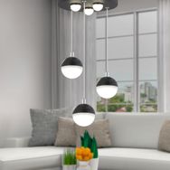 Apliqa Ekin 3'lü Yuvarlak 30 Watt Siyah Ledli Kelebek Detaylı Modern Koridor Yatak Odası Salon Sarkıt Led Avize
