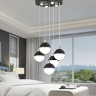 Apliqa Ekin 5'li Yuvarlak 47 Watt Siyah Ledli Kelebek Detaylı Modern Koridor Yatak Odası Salon Sarkıt Led Avize