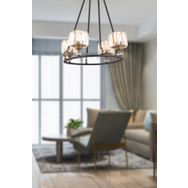 Apliqa Fennel 4'lü Siyah Eskitme Kristalli Taşlı Modern Tasarım Kristal Salon Avize