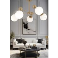 Apliqa Florit 5'li Eskitme Beyaz Camlı Modern Mutfak Yatak Odası Salon Avize