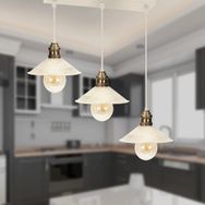 Apliqa Gönen 3'lü Beyaz Patinalı Modern Retro Sarkıt Salon Avize