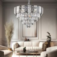 Apliqa İclal 50'lik Krom Kristalli Taşlı Modern Tasarım Kristal Salon Avize