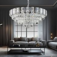 Apliqa İclal 80'lik Krom Kristalli Taşlı Modern Tasarım Kristal Salon Avize